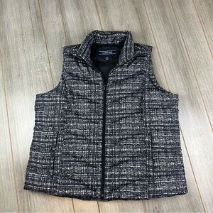 Lands End Down Puffer Vest Women’s Plus Size 1X Black Printed Pattern